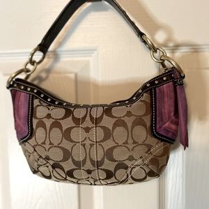 Coach signature brown pochette type purse